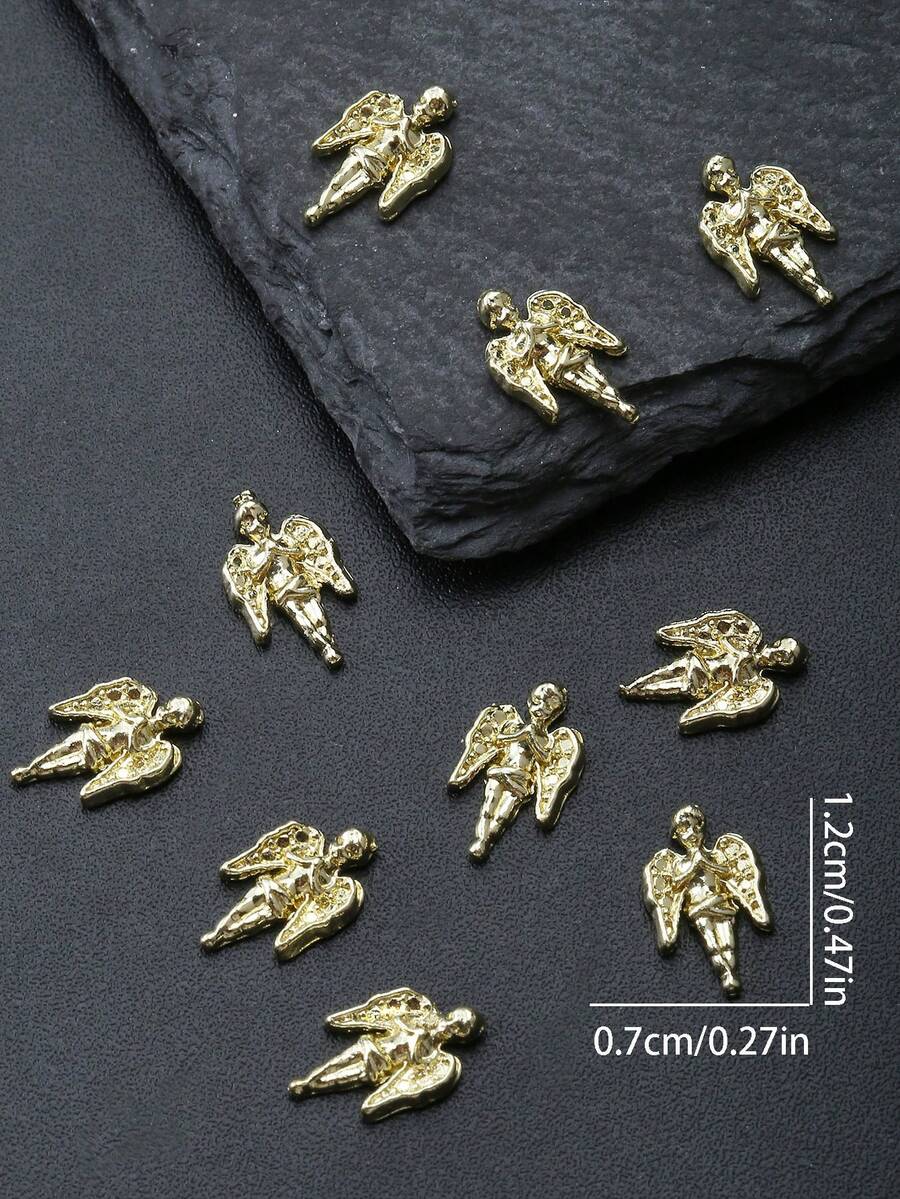 Angel With Folded Hands Nail Charms Nail Drills Rhinestones 10pcs 3D