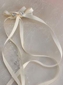 1pc Sweet Girl Ribbon Faux Pearl Beaded Long Tassel Bow Hair Clip, Suitable For Daily Wear, Photography, Travel,Hair Accessories,Hair Barrettes Hair Clips Claw Clips Hair Claws