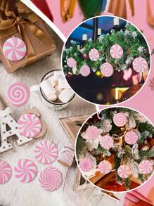 8 piezas/set Decoraciones de árbol de Navidad de la serie de dulces rosas, adorno de caramelos de PVC para Navidad, decoración colgante de fiesta de cumpleaños Decors para fiestas navideñas