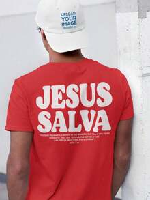 Men's T-Shirt 100% Cotton Premium Cotton Jesus Saves Streetwear Shirt - 紅色 - 查看 1