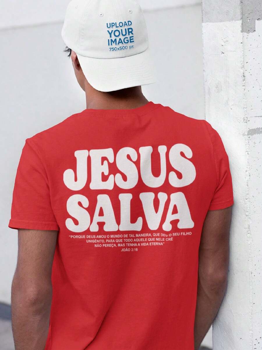 Men's T-Shirt 100% Cotton Premium Cotton Jesus Saves Streetwear Shirt - 紅色 - 查看 1