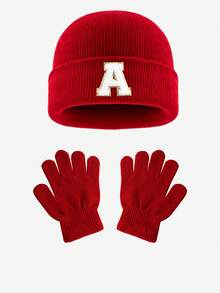 2 seturi pentru bebeluși, căciulă și mănuși moi tricotate cu 26 de litere, costum personalizat drăguț pentru băieți și fete, costum cald și rece de iarnă, potrivit pentru sugari în toamna și iarna, utilizare zilnică caldă la modă