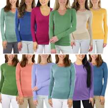 Women's Single Or Multi-Pack Of Comfy Long Sleeve Casual Assorted Tee Tops T-Shirts - 3 件裝:隨機搭配 - 查看 6