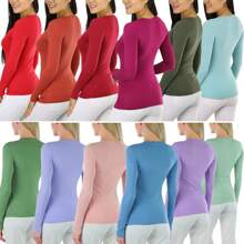 Women's Single Or Multi-Pack Of Comfy Long Sleeve Casual Assorted Tee Tops T-Shirts - 3 件裝:隨機搭配 - 查看 3