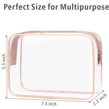 Trousse de toilette approuvée - Sac de maquillage transparent et imperméable, format quart, sac cosmétique de voyage pour femmes, sac de cabine pour l'aéroport et l'aviation, 3 pièces - Rose pâle - Voir 2