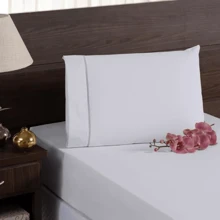 400 Thread Count Sheet Set, Single Bed, Soft, Stick Stitch - trắng - Xem 1