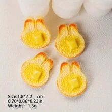 5/10 chiếc Bánh mì thỏ dễ thương với hạt nhựa trứng - Ốp điện thoại tự làm, Kẹp tóc, Băng đô, Phụ kiện trang sức màu kem Vật liệu trang trí - Bánh mì nướng phô mai trứng tráng hình chú thỏ dễ thương - Xem 6