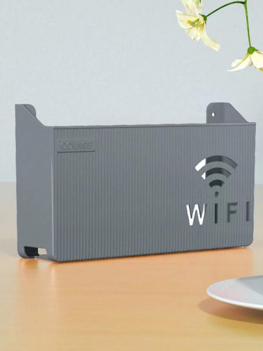 Caja de almacenamiento montada en la pared para caja de TV WiFi inalámbrica, router, estantería de almacenamiento abierta, sin necesidad de taladrar, montada en la pared