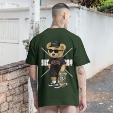 Camiseta Oversized Urso Skatista Camisa Skate Streetwear Estampa HD Frente e Costas
