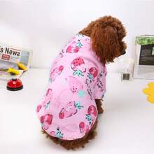 時尚印花抓絨卡通狗圖案可愛保暖連帽衫適合泰迪和貴賓犬等小型犬 - 紅色 - 查看 15