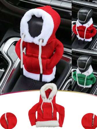 1pc Christmas Car Gear Shift Cover Decorative Hoodie, Santa Claus Mini Hoodie Sweatshirt For Car Interior Decor, Suitable For Christmas, Wedding, Party, Holiday Events, Car Accessory, Christmas Gift,Christmas