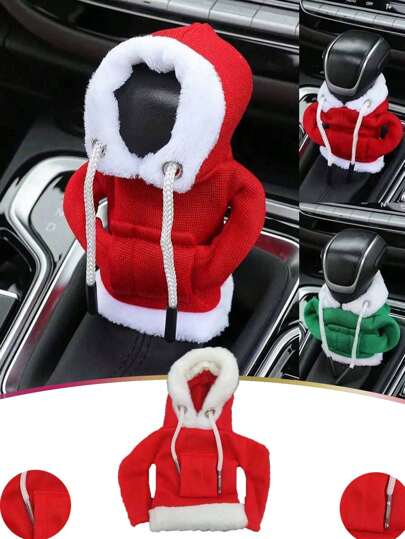 1pc Christmas Car Gear Shift Cover Decorative Hoodie, Santa Claus Mini Hoodie Sweatshirt For Car Interior Decor, Suitable For Christmas, Wedding, Party, Holiday Events, Car Accessory, Christmas Gift,Christmas