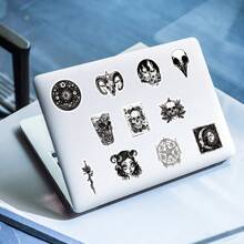 Bộ 50 miếng dán Graffiti chủ đề kinh dị đen trắng theo phong cách Gothic dành cho thương mại xuyên biên giới - T01041865-50 hình ảnh gothic đen trắng - Xem 5