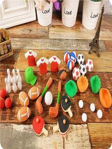 5件/10件/15件（款式和颜色混发）足球篮球棒球球创意橡皮擦,3D组装橡皮擦,儿童文具橡皮擦,儿童学习用品,儿童橡皮擦,学生礼物！ - 彩色 - 查看 5