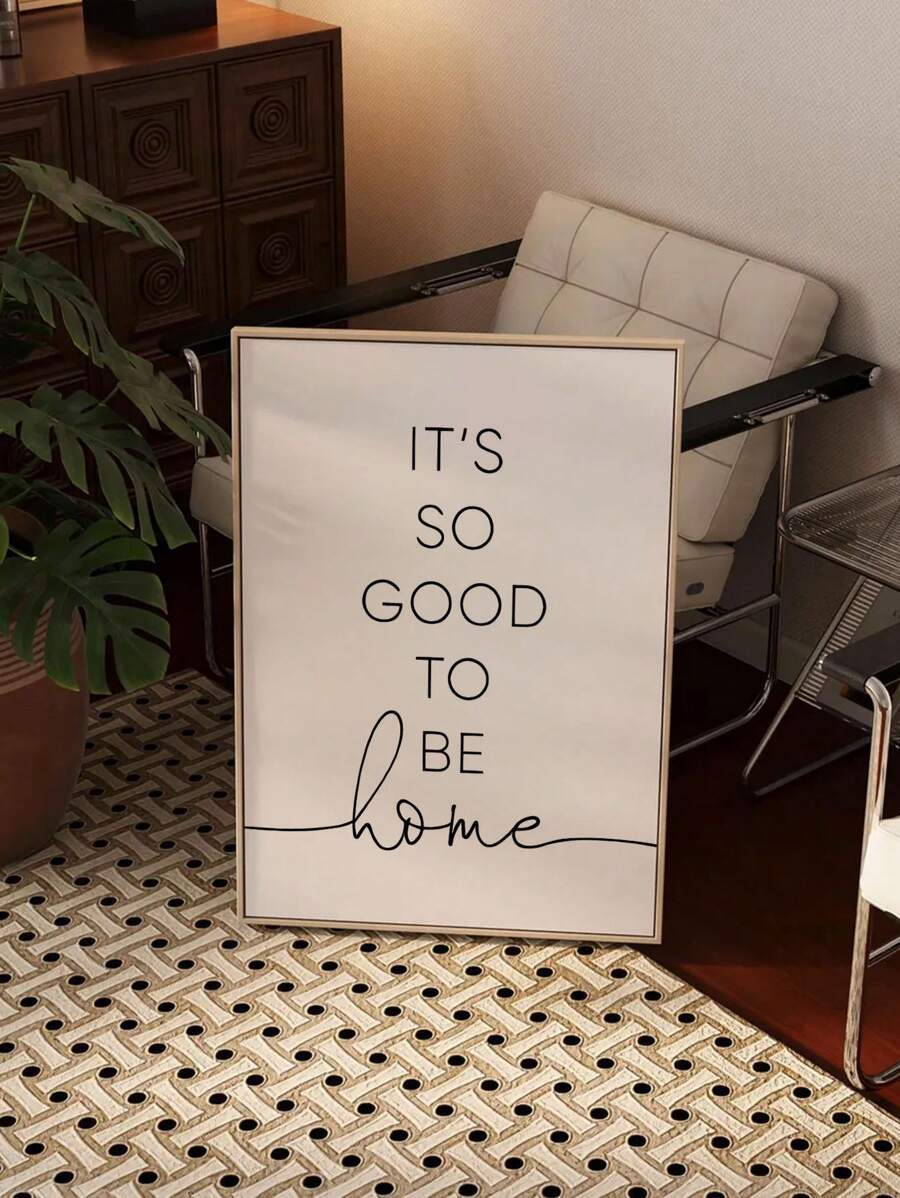 1幅无框帆布海报，“欢迎回家”励志语录帆布墙面装饰画，激励文字艺术海报