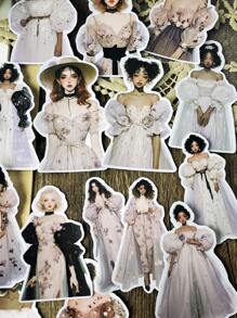16 pezzi di adesivi di personaggi rurali europei e americani alla moda con capelli ricci, per bricolage, scrapbooking, album, organizer, diari, articoli di cartoleria vintage, per laptop, valigie, pareti, frigoriferi, auto e borracce. Torna a scuola