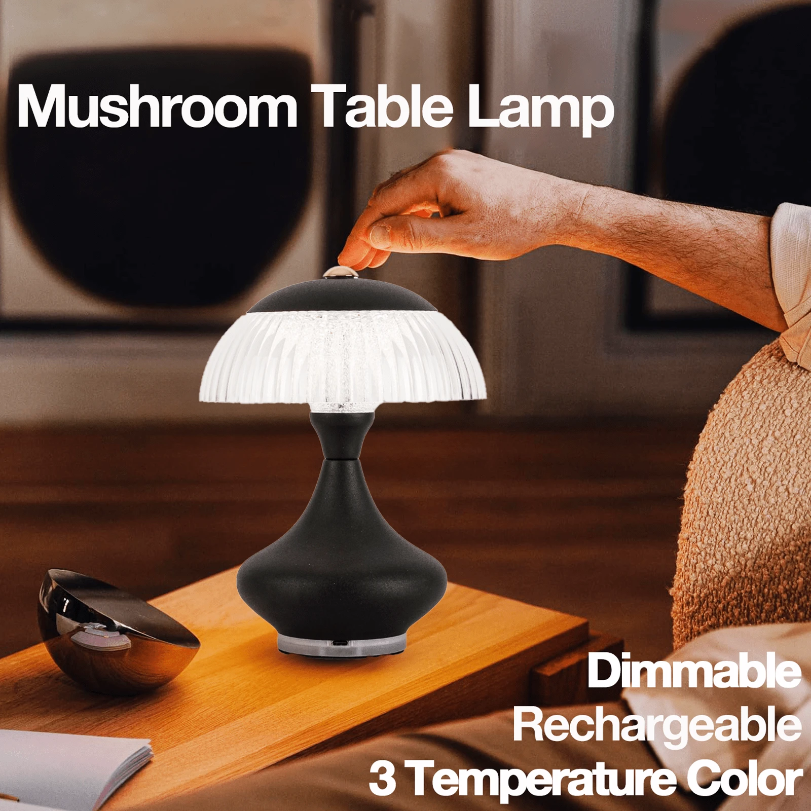 Cordless Table Lamp LED Rechargeable Light Dimmable Battery Operated