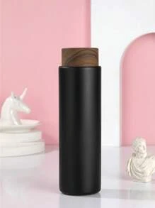 1 件 400 毫升喷漆 304 不锈钢保温杯，带木盖，非常适合商务、茶、学生、情侣和旅行使用 - 黑色 - 查看 8
