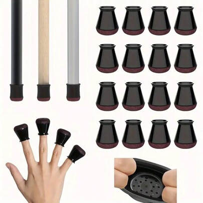 8/16/32pcs Black Chair Leg Floor Protectors, Furniture Felt Pads Silicone Covers Caps For Chairs, Non-Slip Bottom Furniture Leg Castor Hardwood Floors, Avoid Scratching And Reduce Noise