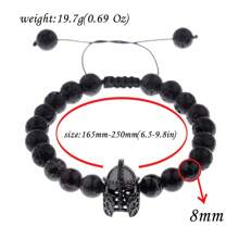 Brazalete de casco de hombre, brazalete espartano, brazalete de gladiador, brazalete de guerrero de piedra natural ajustable macramé
