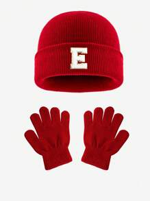 2 seturi pentru bebeluși, căciulă și mănuși moi tricotate cu 26 de litere, costum personalizat drăguț pentru băieți și fete, costum cald și rece de iarnă, potrivit pentru sugari în toamna și iarna, utilizare zilnică caldă la modă