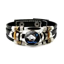 1 pieza Brazalete de PU multicapa con cuentas, con símbolos de los 12 signos del zodíaco, regalo creativo para fiestas y cumpleaños - Pulsera - Ver 14