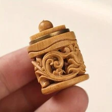 1 件手工雕刻空心檀香香囊 - 可收藏的雕刻雕像扩散器、木雕艺术品、非电动手机配件 - 彩色 - 查看 6