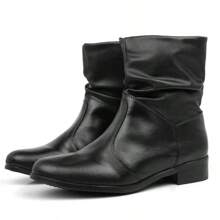 Women's Low-Cut Riding Boots Low Heel Genuine Leather Boiadeira Fast Shipping - Black - View 1