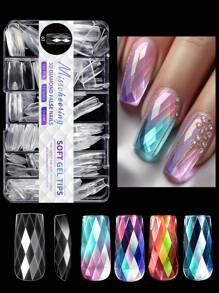 120/140Pcs 3D Diamond Almond/Ballet/Coffin False Nails Clear Press On Nails For Acrylic Gel Reusable Fake Nail Tips DIY Nail Supplies For Women&Girls Manicure Art Decoration Design - Clear - View 13