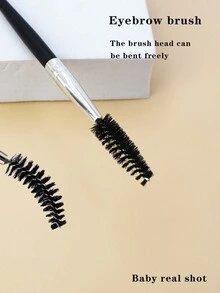 1 件装睫毛化妆刷、眉刷、螺旋眉刷、柔性长柄眉毛修饰刷、可弯曲眼影刷、化妆刷套装、女士眉毛修饰工具 - 黑色 - 查看 3