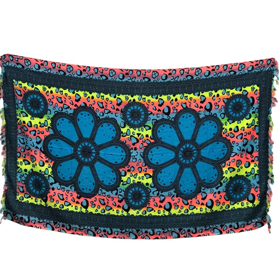 Giant Colorful Printed Sarong Scarf Beach Cover-Up Polyester - 03 - 查看 1