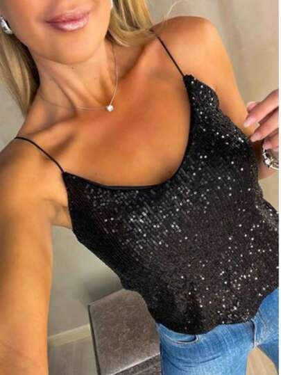 BLUSINHA ALCINHHA PAETE DECOTE V REGULAR SEXY