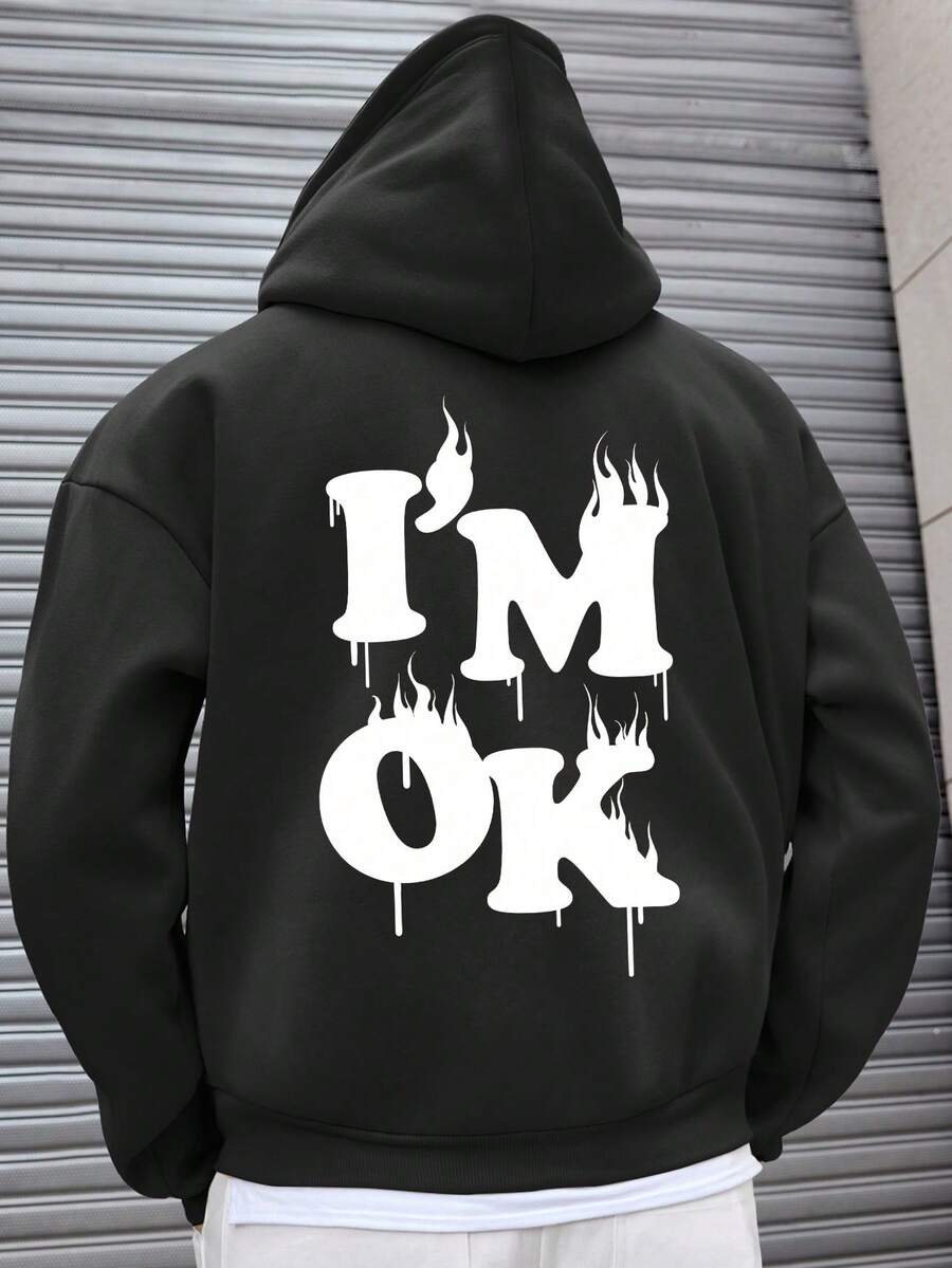 Men's Heavyweight Hoodie, Black IM OK - 黑色 - 查看 1