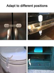 6pcs White Strap Lock, Cabinet Door Lock, Drawer Lock, Furniture Lock Baby Shower Family Decorations Gifts - White - View 4