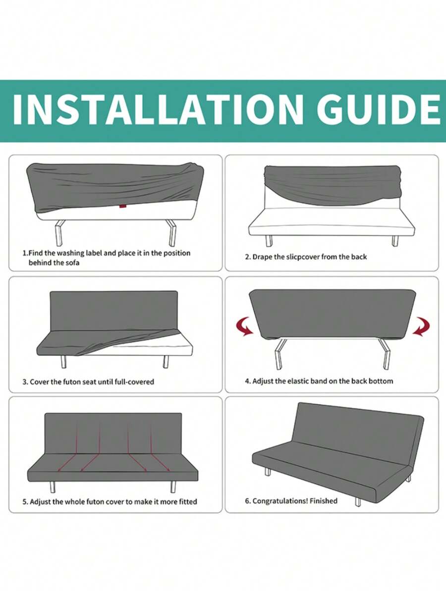 1pc Leaf Pattern Folding Sofa Bed Cover, Polyester Rectangular Armless