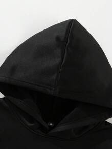 Men's Casual Loose Fit Hooded Sweatshirt - Black - View 6