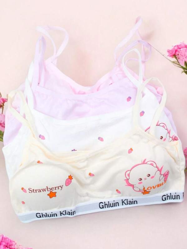 Conjunto de 6 Corpiños para niña, Lindo diseño de Dibujos animados, multicolor, suaves, extra cómodos y de buena calidad. (Los colores se envían al azar)