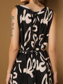 Belala Moda New Dress With Elastane At The Neck And With A Rope At The Waist With Print - màu đen - Xem 5