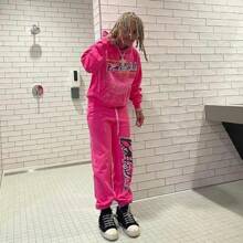 Bộ áo hoodie Hip Hop Spider Y2k, áo hoodie thể thao chui đầu cho nam, áo hoodie đôi cho cặp đôi - Hồng - Xem 4