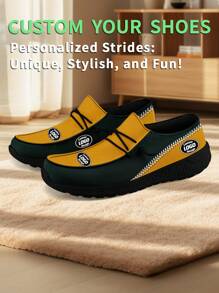 1 Pair Green Bay Baseball Name Custom Loafer Shoes, Personalized Name Loafer Shoes, Custom Name Thick Sole Loafers Of E-TPU, Personalized Loafer Shoes, Name Loafers, Personalized Loafer Shoes For Women And Men, Unique Loafer Shoes - Black - View 3