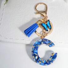 1 Móc khóa chữ cái bằng nhựa cá nhân hóa có tua rua và mặt bướm, Quà tặng Giáng sinh năm mới vừa vặn, Phụ kiện ba lô chữ cái bằng nhựa Epoxy bền cho đi bộ đường dài cắm trại du lịch ngoài trời - 1 chiếc - Nhiều màu - Xem 10