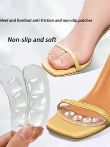 1 Đôi Dép Sandal Trong Suốt Mềm Chống Trượt Tự Dính Chống Trượt Giày Cao Gót Nửa Cỡ Đế Trong Bàn Chân - Trong sáng - Xem 2