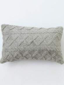 1 件提花几何毛绒靠垫套/腰枕套 - 灰色 - 查看 6