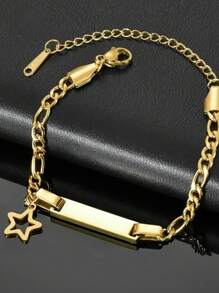 1 pièce Bracelet en acier de titane avec pendentif papillon personnalisé gravé en or et argent - élégant et charmant, convient pour un port quotidien ou en cadeau pour la Saint-Valentin, l'anniversaire, l'anniversaire de mariage
