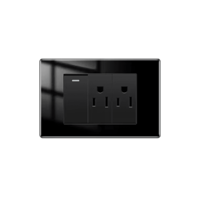 Interruptores + 2 Enchufes C/P Michelle NEGRO