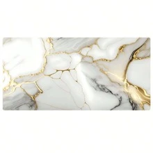 1 pieza Alfombrilla grande para ratón de oficina o portátil con patrón de mármol blanco y dorado, antideslizante y duradera - Multicolor 1 - Ver 4