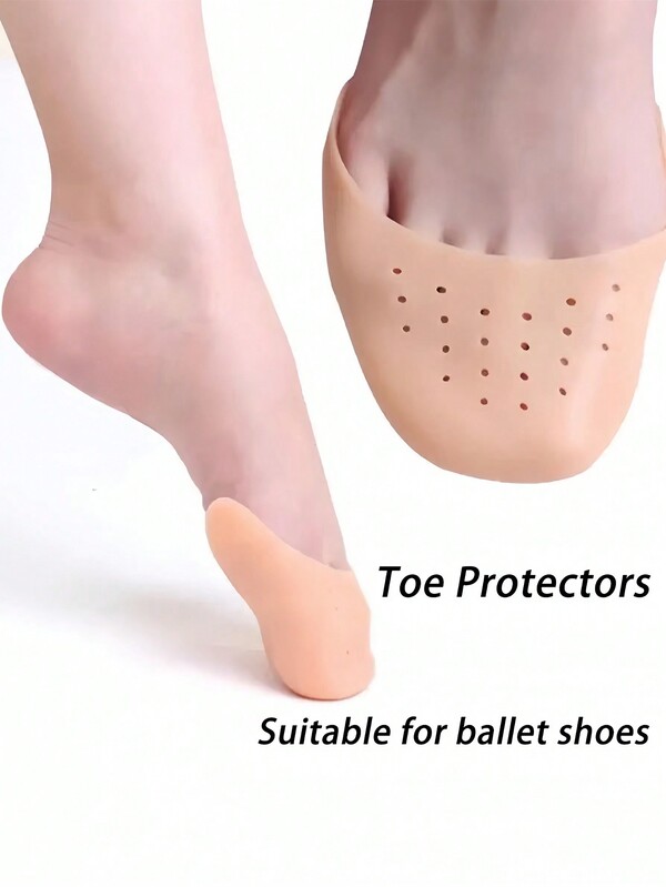 زوج من أغطية الأصابع السيليكونية لحماية أصابع القدم من الرقص الكلاسيكي، واقيات مضادة للتشقق للسيدات، وسادة أمامية مسمكة لأخمص القدم