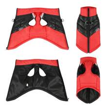 Veste imperméable pour animaux de compagnie, vêtements chauds pour chiens en automne et en hiver avec anneau en D pour petits et grands chiens. Gilet, costume pour Chihuahua, Carlin, Caniche, Yorkshire Terrier, Schnauzer. Tenues pour animaux de compagnie - Rouge - Voir 7