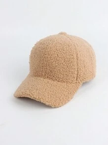 1pc Women's Autumn/Winter Fuzzy Textured Baseball Cap, Adjustable Holiday Style Outdoor Casual Sports Hat, Suitable For Cycling, Sightseeing, Travel, Street, Party