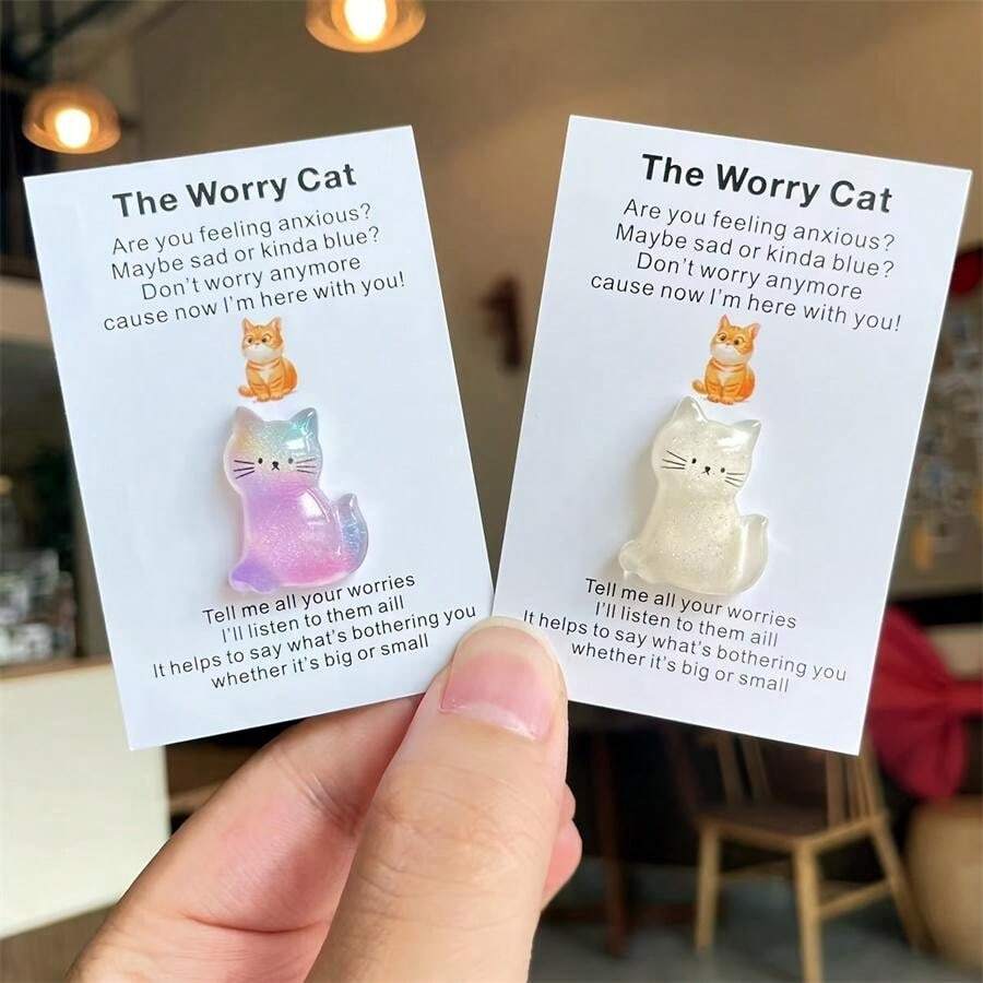 Carte câlin de poche inspirante avec un chat Parfait pour un soutien émotionnel, un
